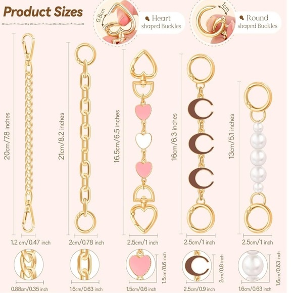 Bag Extender Chain Set or bag accessories set (5) pieces - Picture 3 of 4